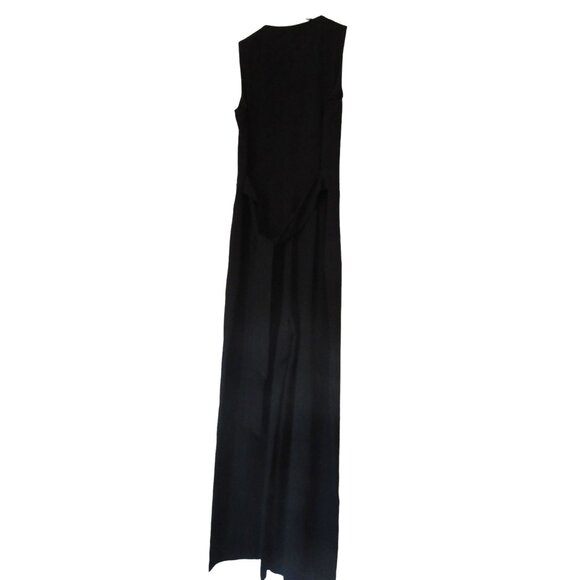 Badgley Mischka Black Wide Legged Beaded Jumpsuit w Tie Back & Zip in Size 6 - Picture 6 of 7